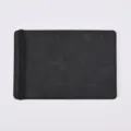 Black PU leather passport holder with elastic band, durable travel document organizer cover. - Black
