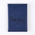 Blue PU leather passport cover with travel quote, stylish travel wallet and document holder. - Folded Size 14*10cm / Dark Blue