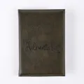 Vintage PU leather passport cover travel document organizer and card holder detail view. - Folded Size 14*10cm / Olive Green