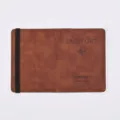 PU leather passport holder travel wallet with elastic band and vintage cover design for men women - Tan