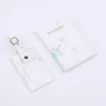 Marble PU passport cover and luggage tag detail view, stylish white green pattern. - Green