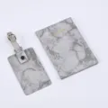 Grey marble pattern PU leather passport cover and luggage tag set, travel accessory. - Gray
