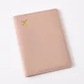 Pink PU leather passport holder with gold airplane design travel document organizer cover case - Passport Cover / Pink