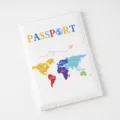 World map design white passport cover travel document organizer ticket holder wallet case - White