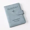 PU leather passport holder with magnetic clasp travel wallet retro passport cover organizer - Passport Cover / Light Blue