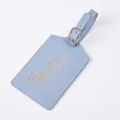 Blue PU leather luggage tag with gold foil adventure quote for travel and airport identification. - Ice Blue