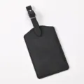 Schwarzes Ledergepäckschild mit verstellbarem Schnallenriemen, minimalistisches Etikett. - Gepäckanhänger Schwarz