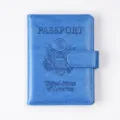 Blue PU leather passport holder with magnetic buckle multi-card slot travel wallet cover. - Sky Blue