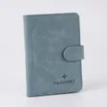RFID Reisedokumente Reisepass Hülle mit Magnetverschluss, multifunktionale PU Tasche. - Reisepass Hellblau