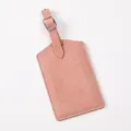 Etiqueta de equipaje de cuero rosa con correa de hebilla, portatarjetas de identificación de viaje. - Etiqueta Equipaje Rosa