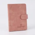 Funda de pasaporte de cuero PU rosa con cierre magnético, organizador de documentos para viajes. - Pasaporte rosa