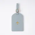 Light blue pu leather luggage tag with gold airplane pattern travel accessory id bag sku - Luggage Tag / Light Blue