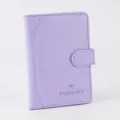 Fundas para pasaporte de cuero PU morado con cierre magnético y diseño de viaje elegante. - Pasaporte púrpura