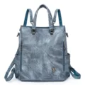 Sac à dos en cuir multifonctionnel et tendance pour femme, sac porté épaule élégant. - Bleu