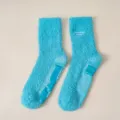 Cozy fuzzy winter non-slip mid-calf socks for women, plush warm solid color casual pile socks. - 36-44 / Coral Fleece Socks in Blue