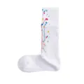 White crew socks with colorful paint splatter design, comfortable athletic socks for daily wear. - 36-44 / Splash Ink 2# Pink, Blue & Yellow
