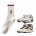 Calzini al polpaccio in cotone bianco con stampa rossa, calze sportive streetwear casual unisex. - 36-43 / A MA
