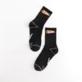 Autumn winter new Ader cowhide label letter sewn socks breathable sports street trendy socks - 36-44 / Black