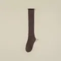 Calcetines hasta la rodilla acanalados marrones con volantes lindo estilo japonés JK calcetería - Talla única / Café