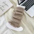 Beige Gebreide Beenwarmers Distressed Stijl JK Chunky Boot Cuffs Herfst Winter Mode - Eén maat / Gedistressed beenwarmers (kaki)