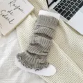 Gezellige JK stijl versleten gebreide beenwarmers, stijlvolle grijze warme sokken voor herfst winter. - Eén maat / Gedistressed beenwarmers (lichtgrijs)