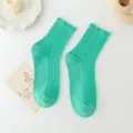 Bright green distressed mid-calf socks for women and men, trendy casual knit hosiery. - 36-43 / Mint Green