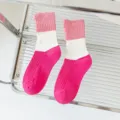 Women's color block distressed mid-calf socks cotton spring summer casual stack socks - 36-40 / Thin Color Block Distressed Socks (Pink & White)