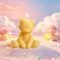 Adorable sitting bear scented candle for home decoration and cozy gift choice. - Yellow