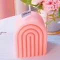 Pink Arch Pillar Scented Candle Geometric Minimalist Aesthetic Wax Home Decor Aromatherapy - 9x9x10cm / Pink