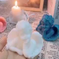 Cute angel scented candle, blue and white cherub wax figure for home decor and gifts. - White