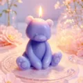 Cute purple bear scented candle, aesthetic room decor, romantic gift and photo prop. - Purple