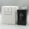 Black scented pillar candle with classical goddess relief design and white gift box packaging - Black