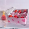 Handmade strawberry scented candle gift box, romantic heart pattern decor for Valentine gift. - 9-Grid Gift Box / 9 Pieces Pack (9x9x4cm Box) / Red and Pink