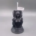 Three-faced goddess scented candle with triple moon design, handmade pillar wax candle. - Black