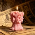 Scented rose bouquet candle in pink, 3D floral design for romantic home decor and gifts. - 8x8x10cm / Pink