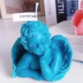 Cute blue cherub scented candle angel shaped decorative wax ornament for home decor - Blue