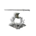 Gothic vintage alloy hair stick and ring set featuring bat and crescent moon for cosplay. - F-99 Silver