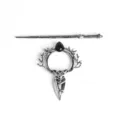 Vintage Gothic Bat Antler Hair Stick Wand Alloy Hairpin Cosplay Hair Accessory 1pc - F-100 Silver