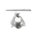 Nordic vintage alloy hairpin set with wolf head and crescent moon for women hair styling. - F-101 Silver