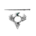 Retro Nordic Viking deer skull antler hairpin alloy hair stick Gothic COS hair accessory - F-102 Silver