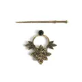 Vintage Celtic fantasy hair pin and shawl ring set, antique gold alloy metal hair accessory. - F-103 Bronze