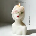 Handmade scented candle shaped like a female bust with floral blindfold, elegant home decor gift. - Painted Blindfolded Girl - White
