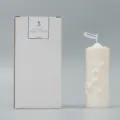 Pillar scented candle with embossed rose floral design and gift box packaging for home decor - Box Packaging / White