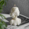 Blindfolded female bust scented candle, braided hair aesthetic wax home decor gift sku - Blindfolded Girl - White