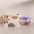 Handgemaakte schelp geurkaars in glazen kom met cadeauverpakking voor huisdecoratie. - Paarse vleugelhoorn-parelschelp / 8x8x6cm Doos / Paars
