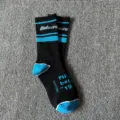 Unc blue trendy style mid-tube cotton socks with stylish stripe and lettering details - 36-43 / UNC North Carolina Blue (Black)