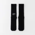 Spring Summer minimalist solid Japanese casual thick needle letter print long cotton socks - One Size / Black