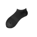Unisex black low-cut ankle sports socks, breathable cotton material for daily wear. - One Size / No-Show Socks / Black