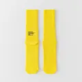 Solid yellow ribbed cotton long socks casual minimalist style stretch knit hosiery variant item - One Size / Yellow