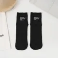 Black cotton socks for women men minimalist style breathable short casual daily wear hosiery - One Size / Black